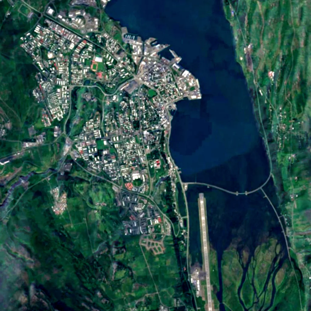 Akureyri Botanical Garden seen from above (Sentinel-2)