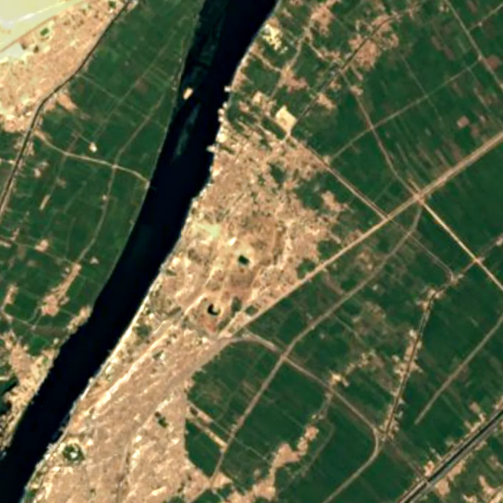 Botanical garden of Thutmosis III seen from above (Sentinel-2)