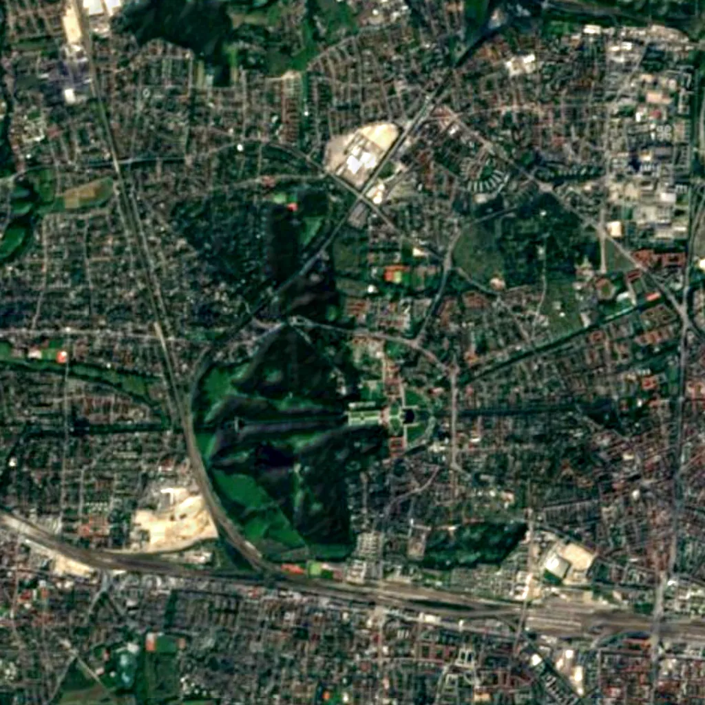 Botanischer Garten München-Nymphenburg seen from above (Sentinel-2)