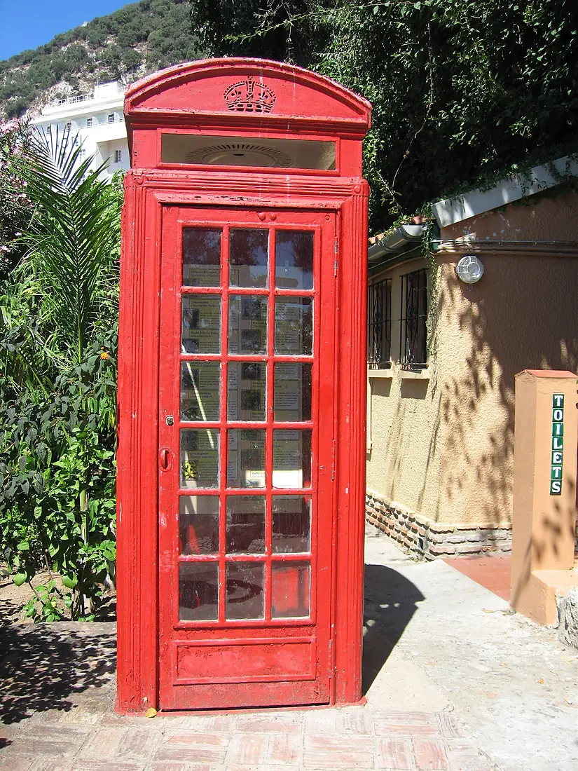 Red phone box - Gibraltar Botanic Gardens