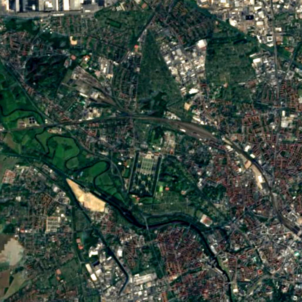 Herrenhausen Gardens seen from above (Sentinel-2)