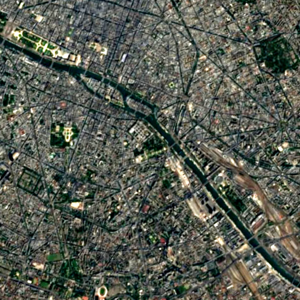 Jardin des plantes seen from above (Sentinel-2)