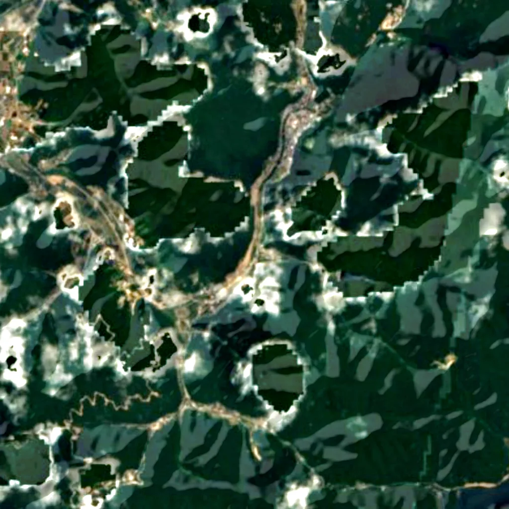 Jeongipumsong Pine Tree seen from above (Sentinel-2)
