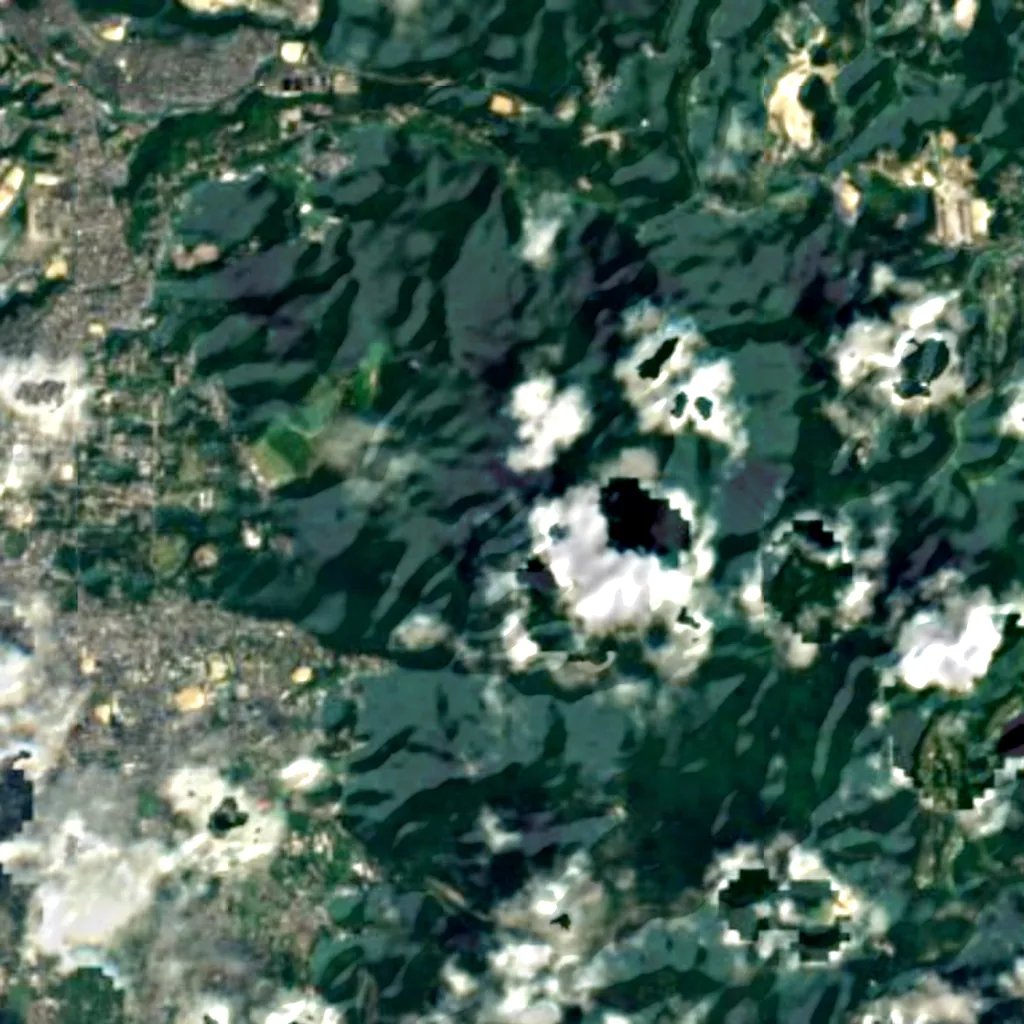 Kasugayama Primeval Forest seen from above (Sentinel-2)