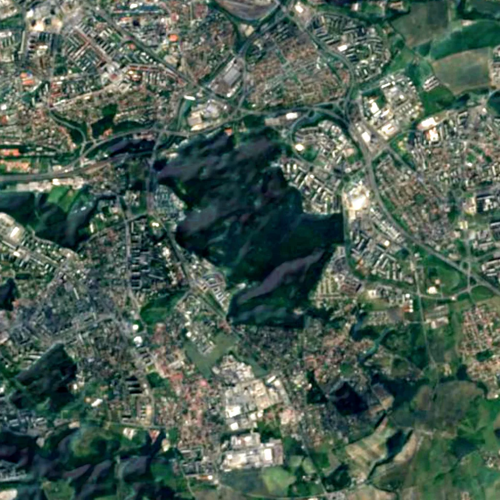 Kunraticko-michelský les seen from above (Sentinel-2)