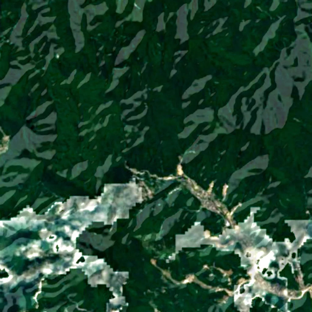 Nachi Primeval Forest seen from above (Sentinel-2)