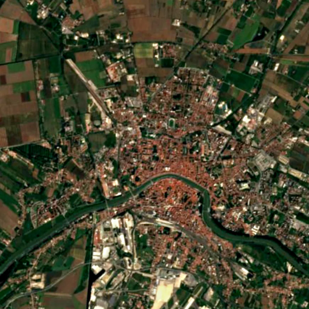 Pisa Botanic Garden and Museum seen from above (Sentinel-2)