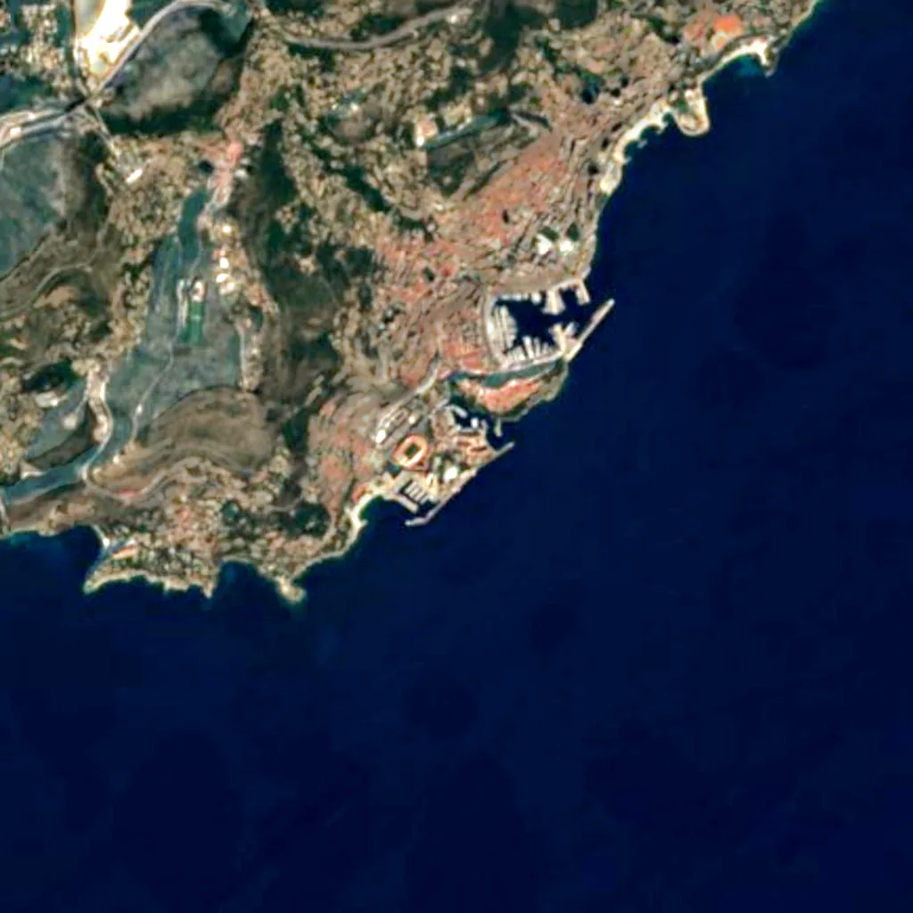 Princess Grace Rose Garden seen from above (Sentinel-2)