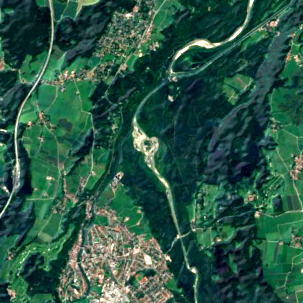 Pupplinger Au seen from above (Sentinel-2)