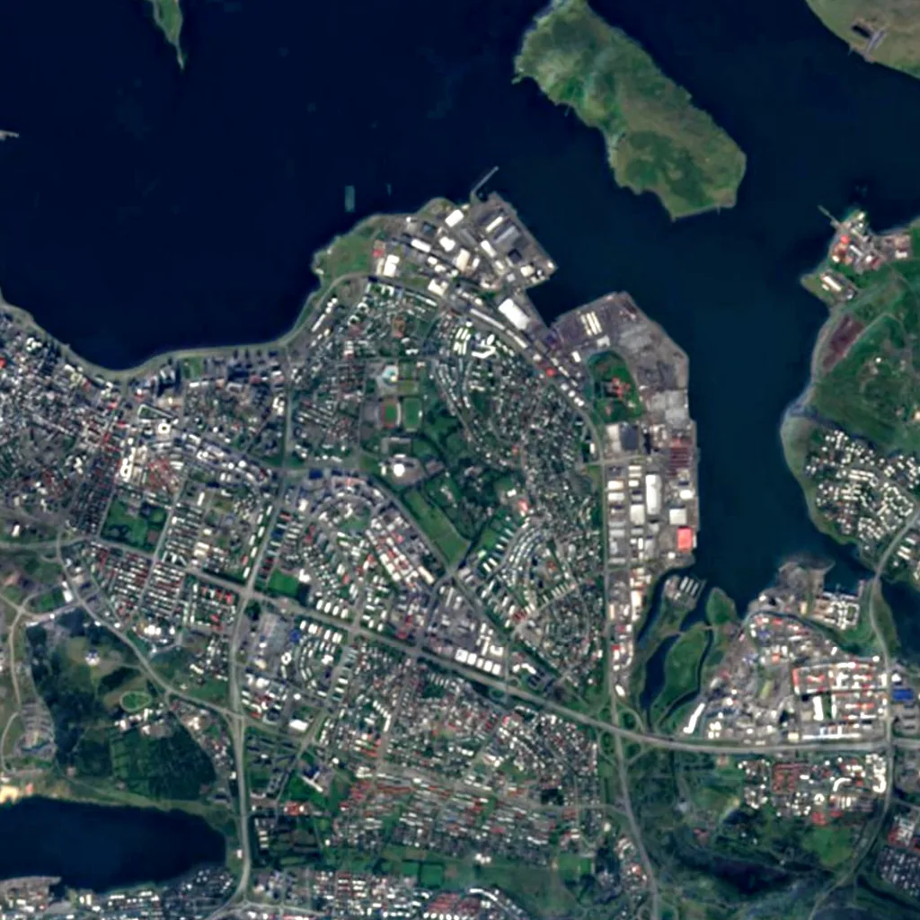 Reykjavík Botanic Garden seen from above (Sentinel-2)