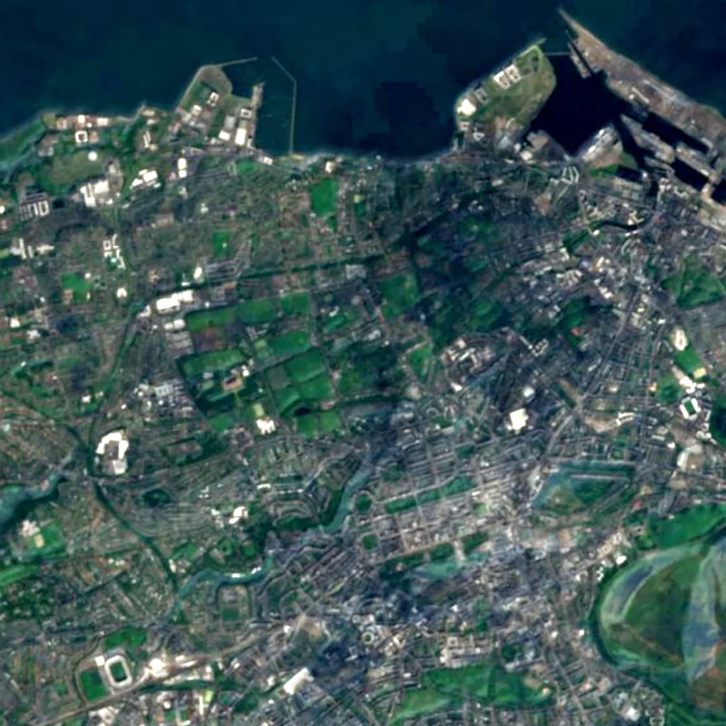 Royal Botanic Garden Edinburgh seen from above (Sentinel-2)
