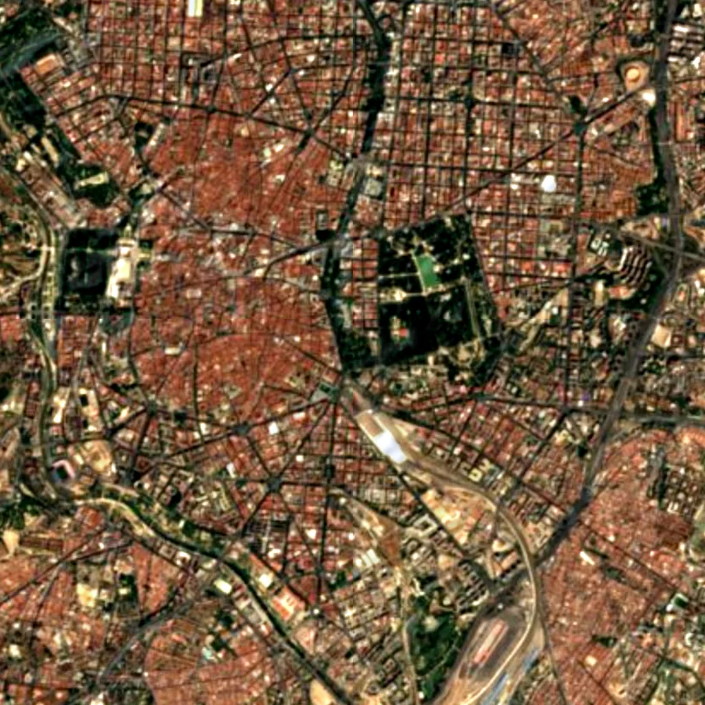 Royal Botanic Garden of Madrid seen from above (Sentinel-2)