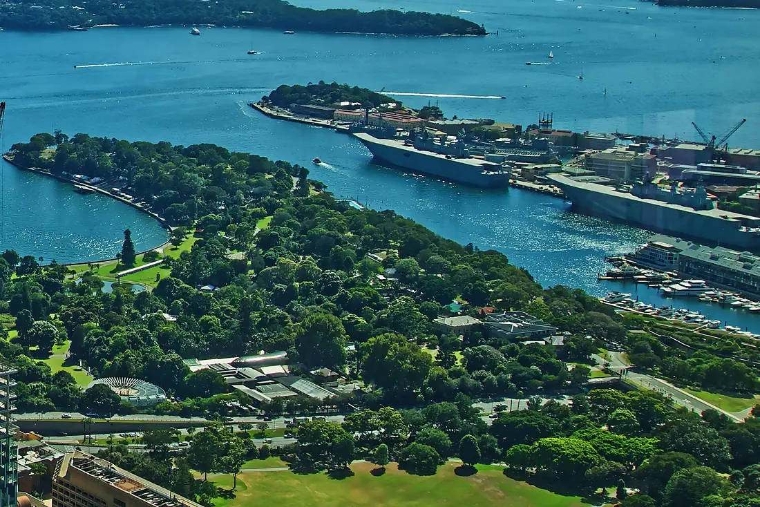 A view of Royal Botanic Garden taken from Sydney Tower