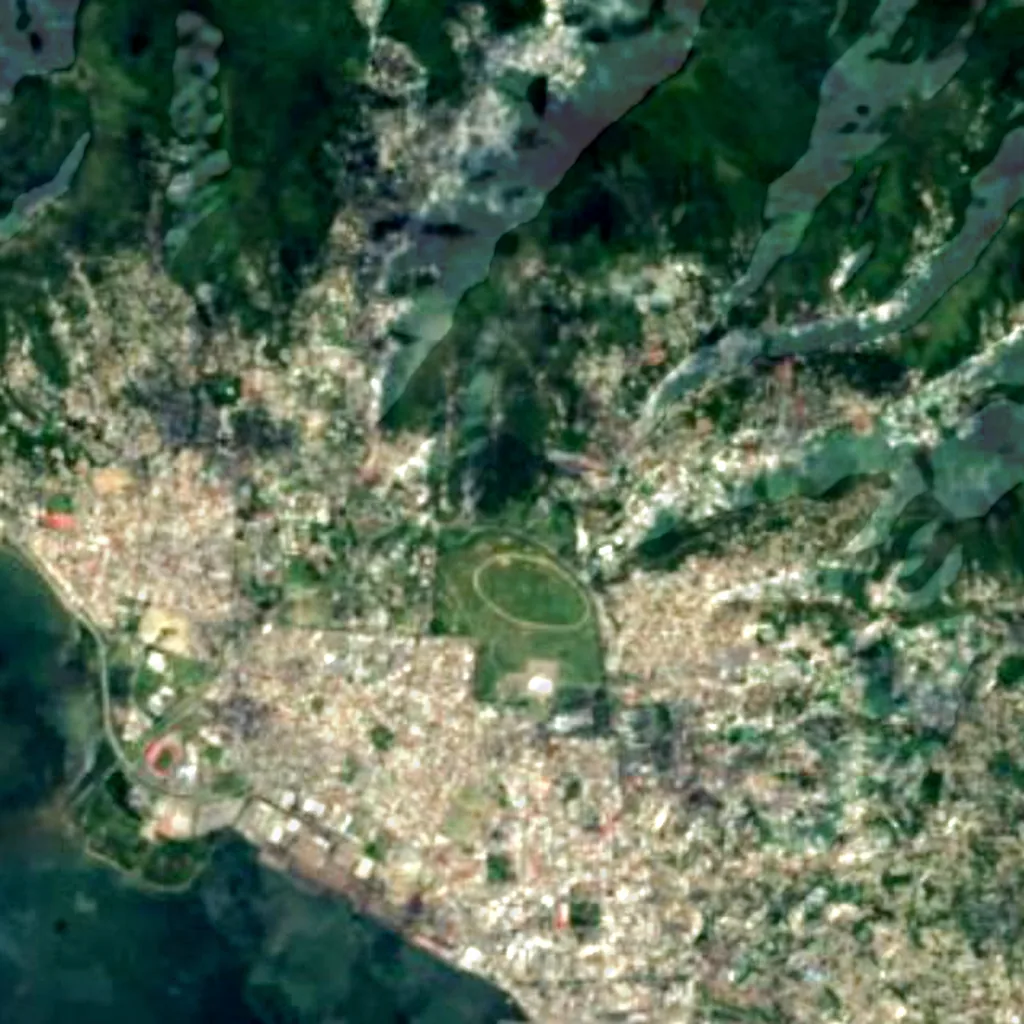 Royal Botanic Gardens, Trinidad seen from above (Sentinel-2)