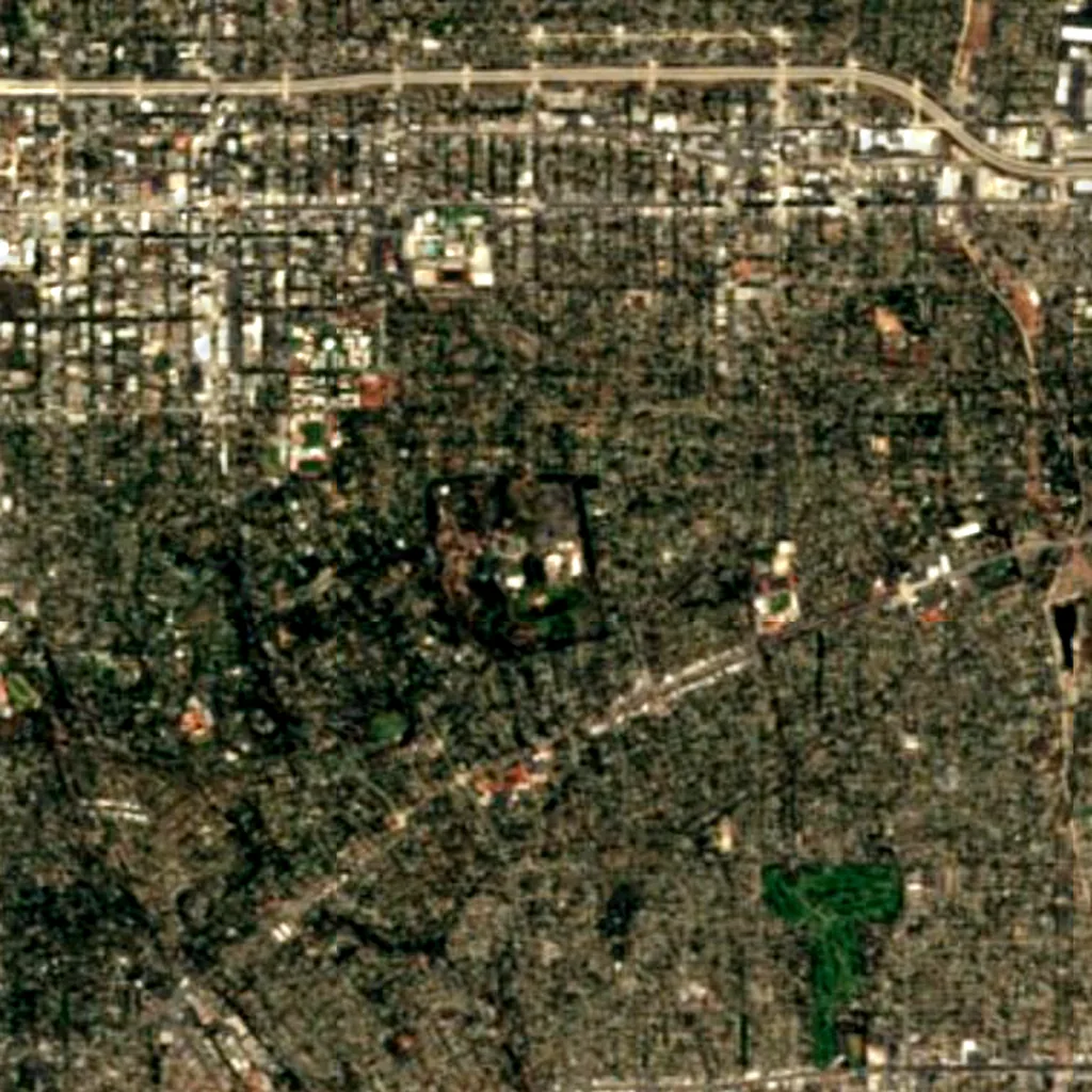 The Huntington Library, Art Museum, and Botanical Gardens seen from above (Sentinel-2)