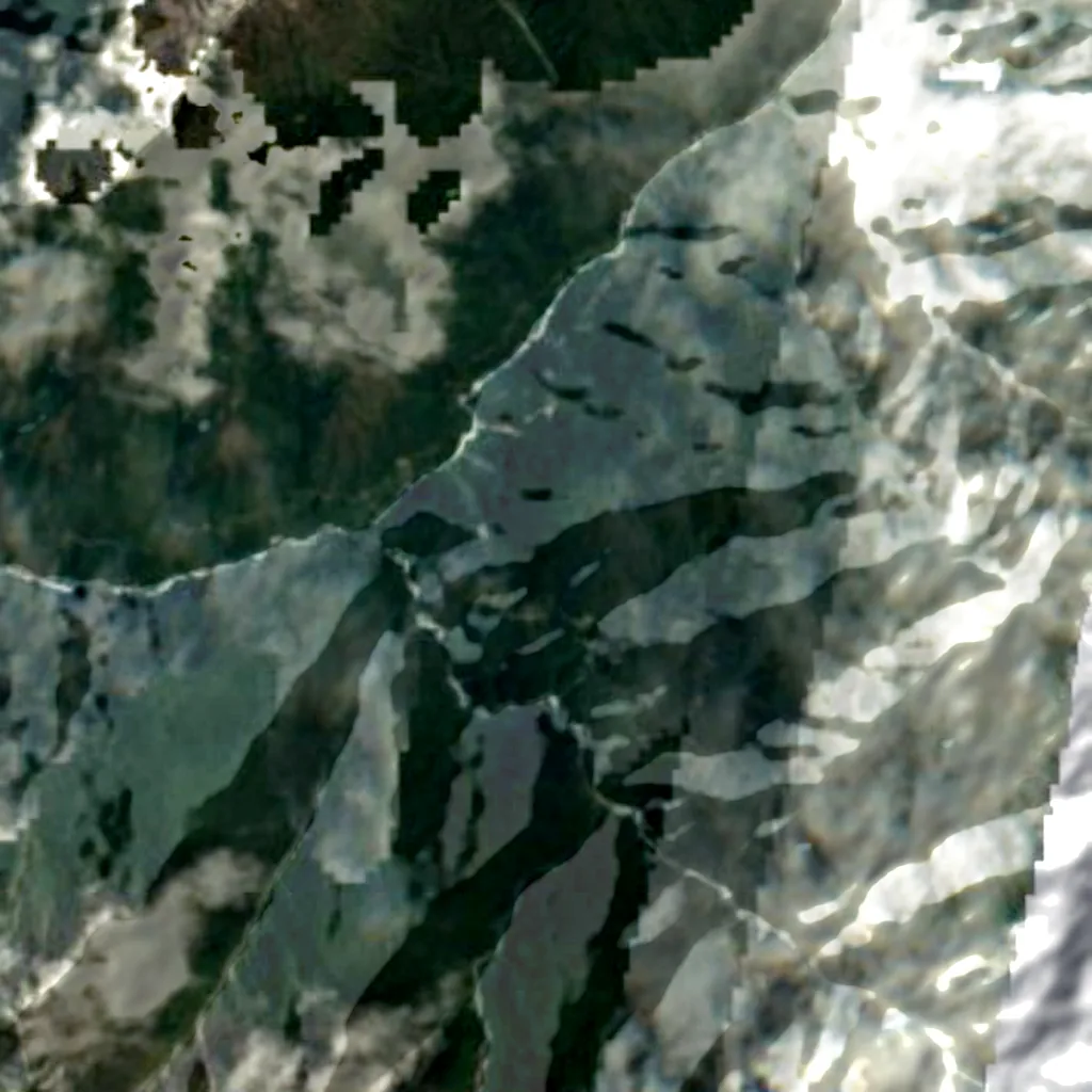 Three Parallel Rivers National Park seen from above (Sentinel-2)