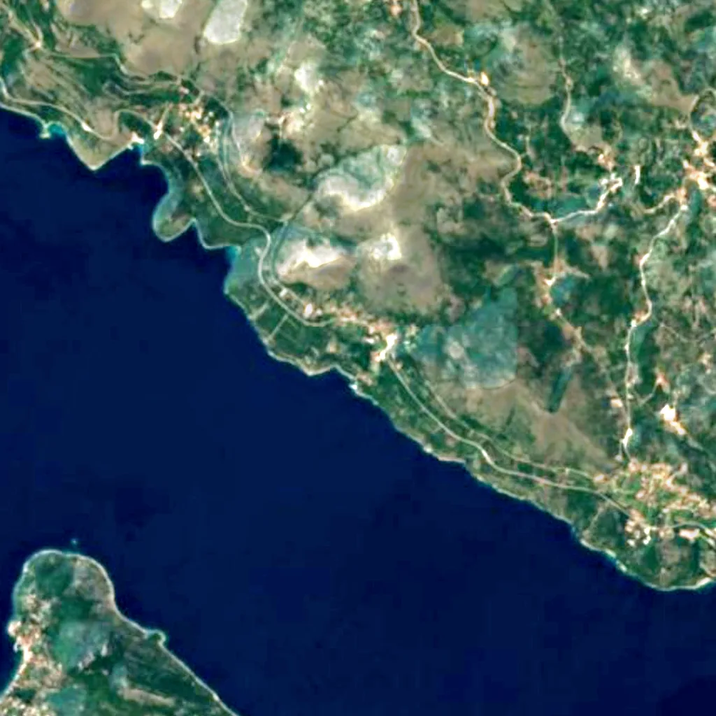 Trsteno Arboretum seen from above (Sentinel-2)