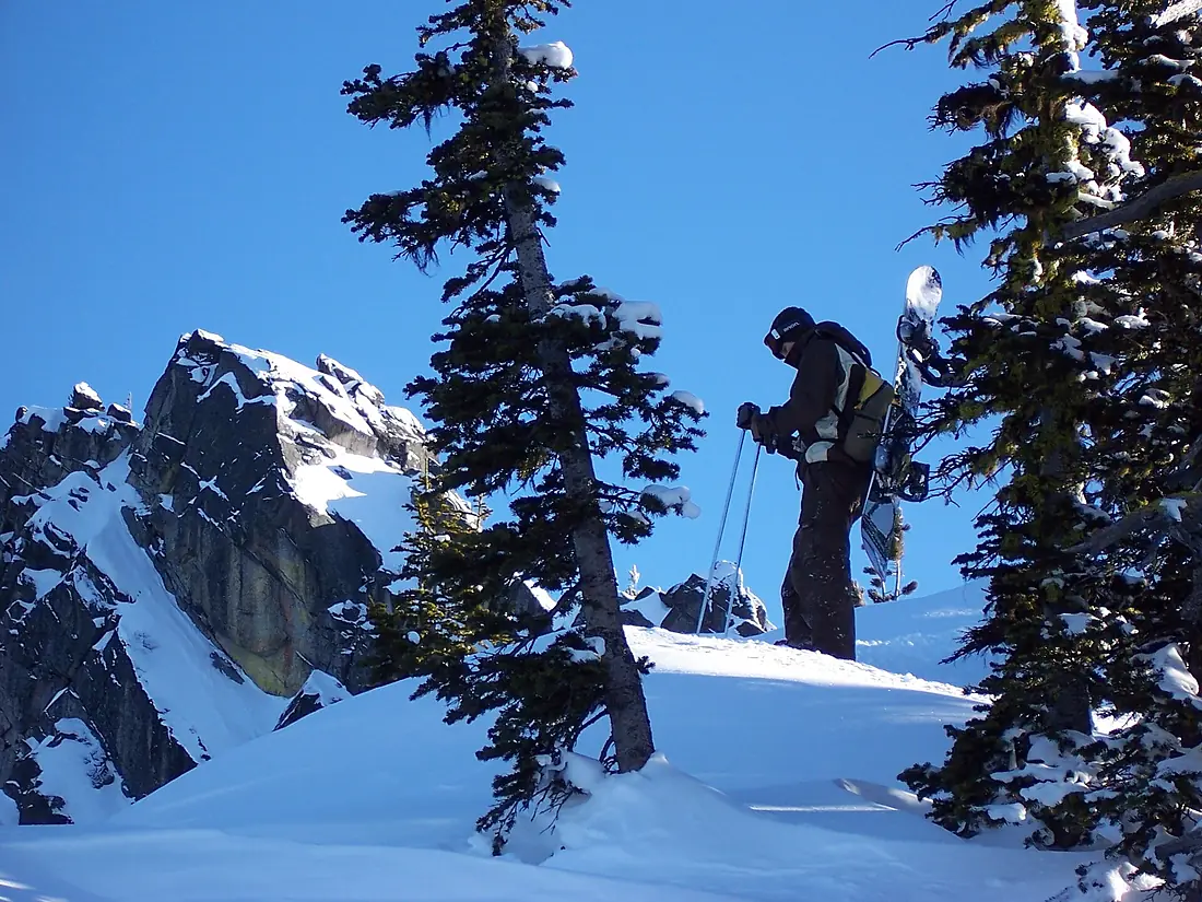 Anthony Lakes - Skiier Hiking into Backcountry, Wallowa-Whitman National Forest (31968646101)