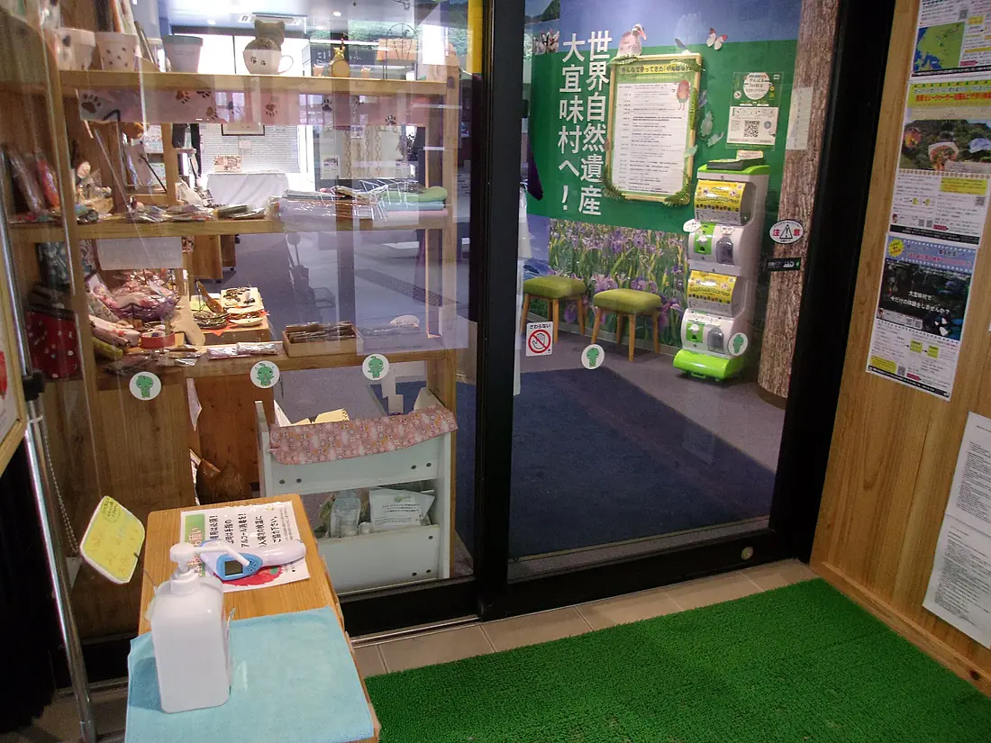 Hand sanitizer in Yanbaru forest visitor center